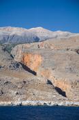 The Aradena Gorge and White Mountains seen from the sea, Crete, Greece. image