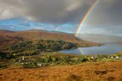 Rainbow over Dunlewy Lough and the Derryveagh Mountains. Dunlewy, County Donegal, Ireland.