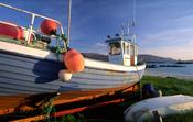 Fishing boat pulled up at Rossbeg, Co Donegal, Ireland.