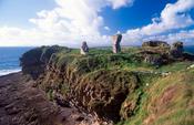 Ruins of 14th-century Kilbarron Castle, Creevy, Co Donegal, Ireland.