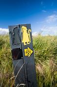 Waymarking post for Lough Derg Pilgrim Path, Co Donegal, Ireland.