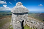 Stone shelter at the summit of Slieve Meelmore, Mourne Mountains, Co Down, Northern Ireland.