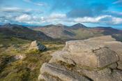 View towards Slieve Donard from Slieve Binnian, Mourne Mountains, County Down, Northern Ireland.