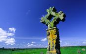 15th century High Cross, Devenish Island, Lower Lough Erne, Co Fermanagh, Northern Ireland.