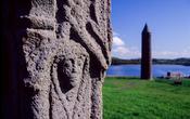 15th century High Cross, Devenish Island, Lower Lough Erne, County Fermanagh, Northern Ireland.