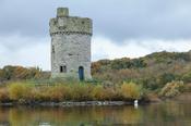 Crichton Tower on Gad Island, Crom Estate, Upper Lough Erne, County Fermanagh, Northern Ireland.