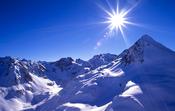 Winter sun and mountains, Parc National des Pyrenees, France.