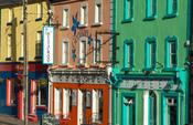Colourful buildings in the village of Kinvarra, County Galway, Ireland.