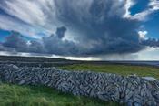 Stone wall and fields on Inishmore, Aran Islands, County Galway, Ireland. image