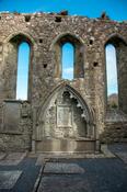 The stone ruins of Claregalway Friary, County Galway, Ireland