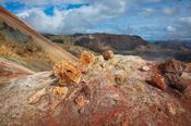 Volcanic mineral deposits along the Laugavegur trail near Landmannalaugar. Central Highlands, Sudhurland, Iceland.