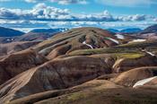 Rhyolite mountains along the Laugavegur trail  near Landmannalaugar. Central Highlands, Sudhurland, Iceland.