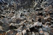 Natural pattern of basalt rock at Hljodaklettar, Jokulsargljufur, Nordhurland Eystra, Iceland.