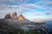 Dawn light on Tre Cime di Lavaredo, Sexten Dolomites, South Tyrol, Italy. image