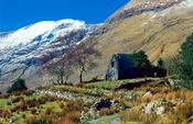 Abandonned cottage and track in the Black Valley, Co Kerry, Ireland.