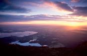 Sunrise over the Killarney Lakes from Torc Mountain, Co Kerry, Ireland.