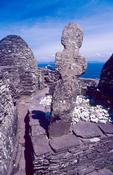 6th century cross and beehive oratories, Skellig Michael, Co Kerry, Ireland.