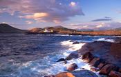 Evening light over Cromwell Point lighthouse, Valentia Island, Co Kerry, Ireland. image