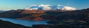 Winter MacGillycuddy's Reeks seen across Lough Caragh, County Kerry, Ireland.