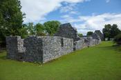Ruined monastery on Innishfallen Island, Killarney National Park, County Kerry, Ireland.