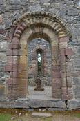 Romanesque church doorway on Innishfallen Island, Killarney National Park, County Kerry, Ireland. image