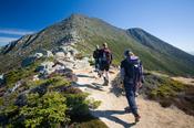 Hikers climbing Mount Katadhin, Baxter State Park, Maine, USA.
