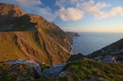 Evening light on the western cliffs of Croaghaun, Achill Island, Co Mayo, Ireland. image