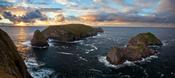 Sunset over Kid Island, North Mayo seacliffs, County Mayo, Ireland.