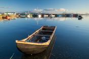 Traditional currach in Murrisk harbour, Clew Bay, County Mayo, Ireland.