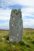 Early Christian carved pillar on Duvillaun More island, County Mayo, Ireland.