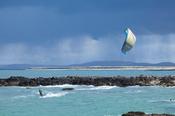 Francois Colussi kitesurfing, Achill Island, County Mayo, Ireland.