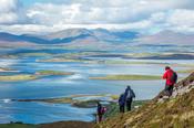 Walkers on the slopes of Croagh Patrick, above Clew Bay, County Mayo, Ireland. image