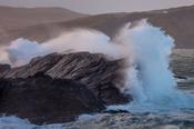 Storm waves beneath Clare Island lighthouse, Achill Island, County Mayo, Ireland. image