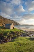 Old cottage above Keem Bay, Achill Island, County Mayo, Ireland. image