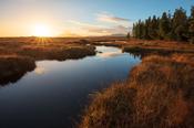 Sunset over a bog pool in Wild Nephin Wilderness Area. Ballycroy National Park, County Mayo, Ireland.