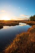 Sunset over a bog pool in Wild Nephin Wilderness Area. Ballycroy National Park, County Mayo, Ireland.