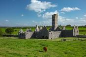 The stone ruins of 15th century Moyne Abbey, County Mayo, Ireland.