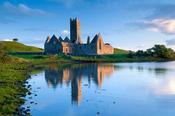 Dawn reflections of Rosserk Abbey, Co Mayo, Ireland. image