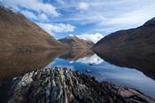 Winter reflection of Ben Creggan, Doo Lough, Connemara, Co Mayo, Ireland.