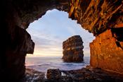 Dun Briste from Downpatrick Head sea cave, Co Mayo, Ireland. image