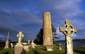 Morning light on O'Rourke's Round Tower, Clonmacnoise, Co Offaly, Ireland. image