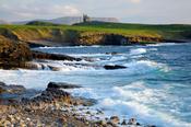 Coastal view of Classie Bawn Castle, Mullaghmore, Co Sligo, Ireland.