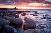 Sunset over O'Dowd's Castle, Easky, Co Sligo, Ireland. image