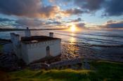 Sunset at the old seaweed baths, Enniscrone, Co Sligo, Ireland.