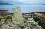 Cross carved pillar from a sixth century monastery, Inishmurray island, County Sligo, Ireland.