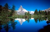 The Matterhorn reflected in the Grindijsee, Valais, Swiss Alps, Switzerland. image