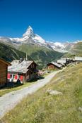 Findeln hamlet beneath the Matterhorn, Zermatt, Valais, Switzerland.