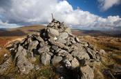 Cairn at the summit of Dart Mountain, Sperrin Mountains, Co Tyrone, Northern Ireland.