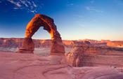 Delicate Arch at dawn, Arches National Park, Utah, USA. image