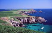 Yacht off the shore of the Saltee Islands, Co Wexford, Ireland. image